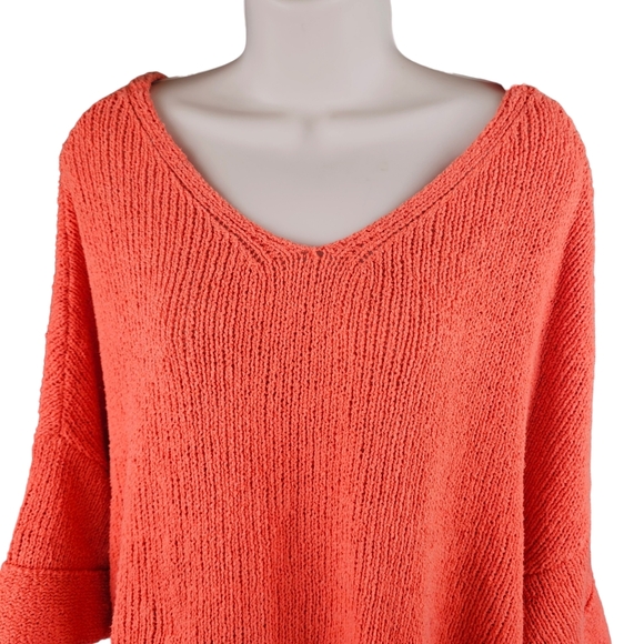 FREE PEOPLE "You Found Me " Orange Oversized Open Weave Dolman Sleeve Top XS - Picture 8 of 12